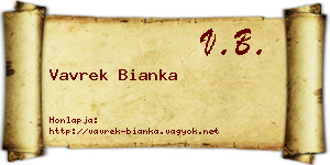 Vavrek Bianka névjegykártya
